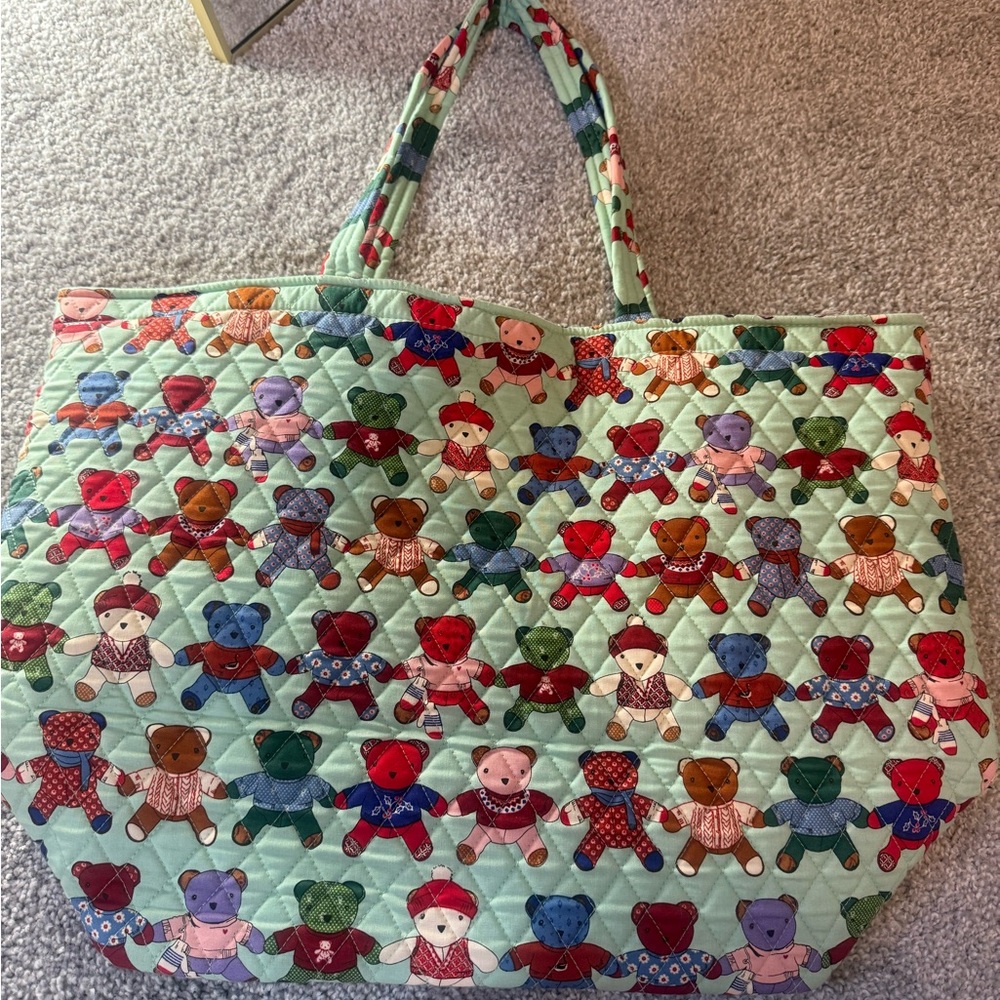 Vera Bradley Holiday Teddy Bear  Sweater Tote AND Wristlet